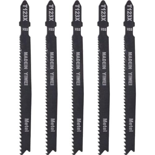 5 Pcs T123X 4 Inch HCS T-Shank Jigsaw Blades Set For Metal Cutting