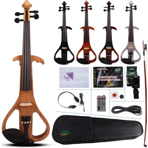New 4 String 4/4 Electric Violin Powerful Sound Solid wood Ebony part 3# black and white color blue