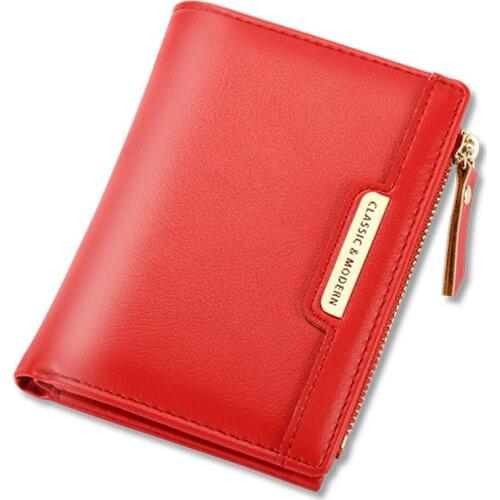 New Simple and Short Two-fold Womens Wallet Fashion Stitching Zipper Purse Soft Smooth Leather Pocket Ladies Small Nice Gift