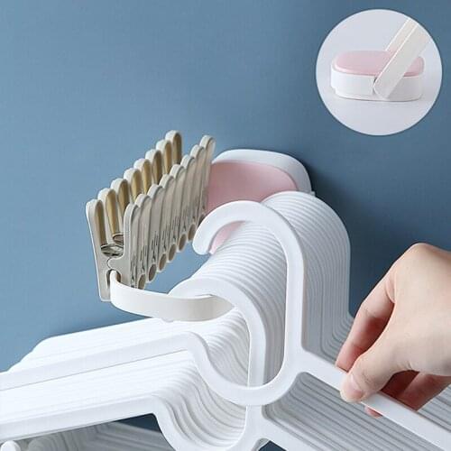 Bathroom Organizer Home Wall Mounted Folding Hanger Storage Rack Nordic Wind Hanger Storage Rack Multi Function Fold Paste Rack