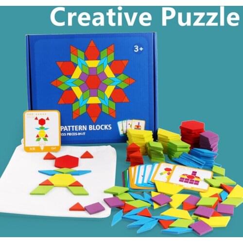 155PCS Puzzle Educational Toys Kids Developing Wooden Geometric Shape Toys Learning Toy For Children Creative Games