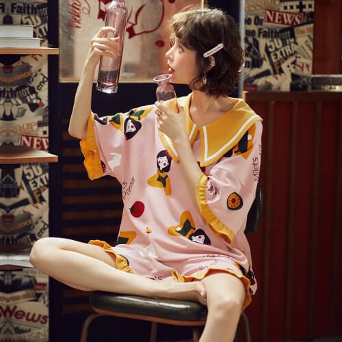 Pijama Womens Pajamas Set Short Sleeve Splice Print Tops Shorts Sleepwear Pajamas Women Pijamas Full Pure Cotton Pyjama Femme