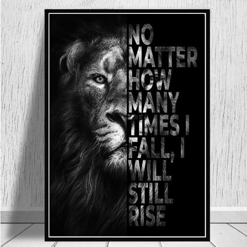 Black White Canvas Poster Inspirings Animal Quotes Wall Art Print Better Success Canvas Painting Picture Home Lion Leopard Wolf