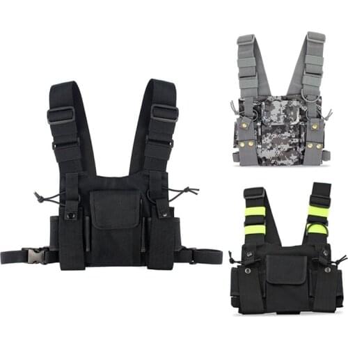 Radios Pocket Radio Chest Harness Chest Front Pack Pouch Holster Vest Rig Carry Case for 2 Way Radio Walkie Talkie for Baofeng U