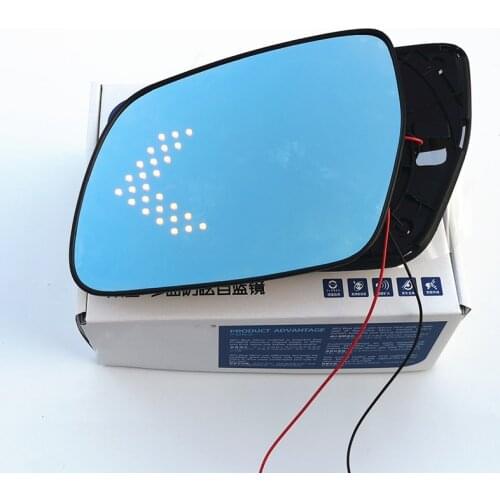 Blue Wing Mirror Glass Heated Angle Wide Glare Proof LED Turn Signal Lamp for HYUNDAI IX35 2018 2019