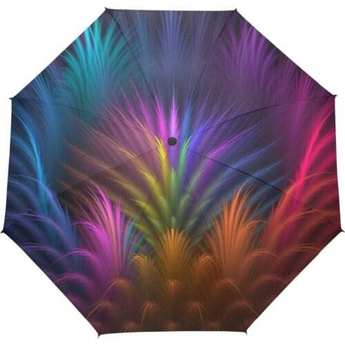 Folding Windproof Strong Frame Unbreakable Colored Rays Symmetry Pattern Umbrella Automatic Women Rain Beach Umbrella