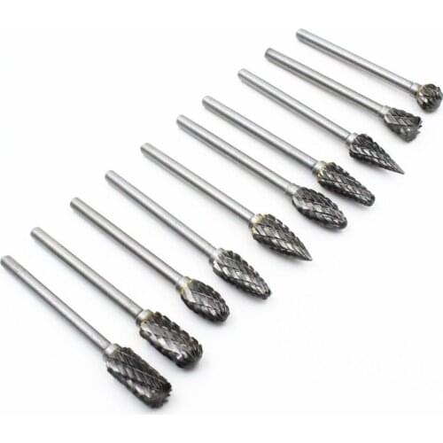 10in1 Type A-N Tungsten Steel 3mm Shank Grinding Head Drill bit Tools High Quality Up to 85 Hardness For dremel Tools
