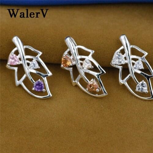 WALERV Stamps Color Pendant Fashion Jewelry Leaves Shape Charm 3 Kinds Crystal Color Zircon Stone For Womens Pendant