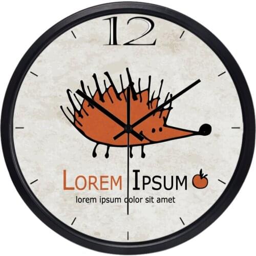 Cartoon Funny Hedgehog Fox Cute Kid Children Wall Clock, Living Room Bedroom Wall Clock