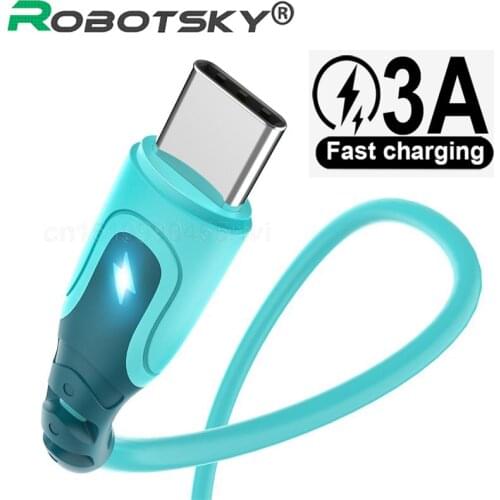 3A Liquid Silicone Charger Cable Micro USB Type C Mobile Phone Charger Fast Charging USB Data Cord Charge For Samsung Huawei