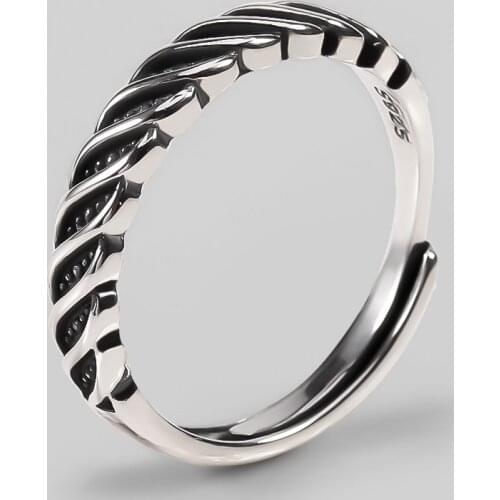 Ckysee Original 100% 925 Sterling Silver Ring Women Silver Stackable Wave Shape 925 Finger Ring Female Wedding Jewelry Gift