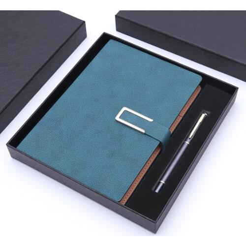 1Set A5 Notebook With Pen Gift Box for Birthday Portable Diarybook PU Leather Cover Business Straps Note Pads Conference Records