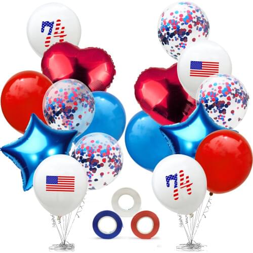 1 Set American USA Independence Day Balloons Decor of July 4th Anniversary Patriotic Sequin Balloon American Flag Balloons Decor