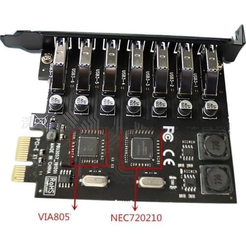 1PC New PCI-E To USB 3.0 Expansion Card PCI-Express Adapter High Speed 7 Ports PCI-E Extender Card For PC Desktop Computer