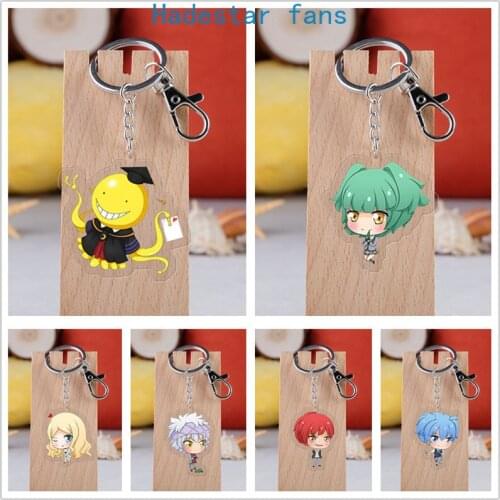 10 pcs/lot Anime Assassination Classroom Acrylic Keychain Toy Figure Korosensei Bag Pendant Double sided keyring Gifts