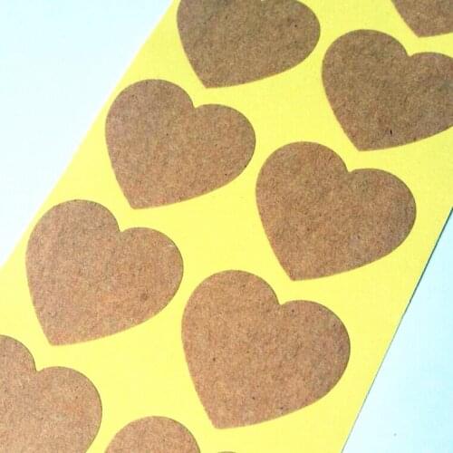 100pcs/lot Beautiful Heart Fresh Kraft Adhesive for Kids Packing w44 packaging Stationery Lovely Diary Sticker