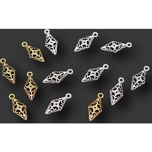 30pcs Antique Gold Plated 3D Prismatic Spear Pointed Pendant Supplies Retro Earrings Bracelet DIY Charms Jewelry Crafts Making