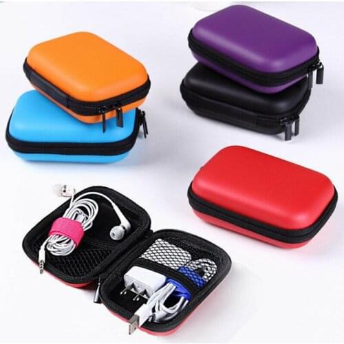 6 Colors Portable Case for Headphones Case Mini Zippered Round Storage Hard Bag Headset Box for Earphone Case SD TF Cards
