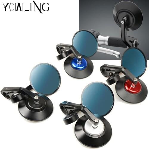 7/8" CNC Aluminum Rear Side Mirror Handle Bar End Round Black For YAMAHA FZ1/FZ6 Fazer FZ6R FZ8 FZ07 FZ09 MT09 Motorcycle Bike