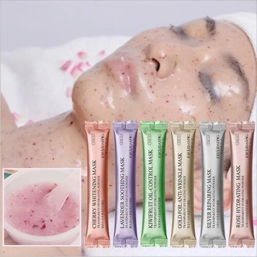 7PCS Facial Mask Collagen Rose Hyaluronic Acid Soft Mask Powder Face Mask Anti Aging Anti Wrinkle Peel Off Rubber Facial Mask