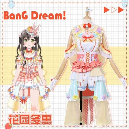 Anime Bang Dream! Hanazono Tae Cosplay Costume Poppin'Party Dresses Christmas Halloween Free shipping CG740ZT