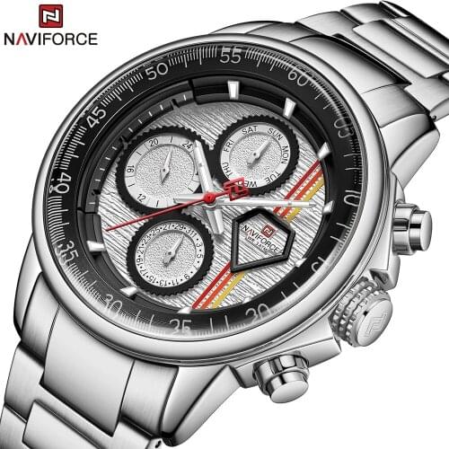 New NAVIFORCE Chronograph Quartz Watch Stainless Steel Top Brand Luxury Men Watches Waterproof Sports Clock Relogio Masculino