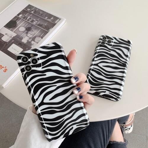 Black zebra stripes Case For iPhone11 Pro Max Xs max 7 8plus XR Phone Cover Body Shell Shockproof Transparent Protection case