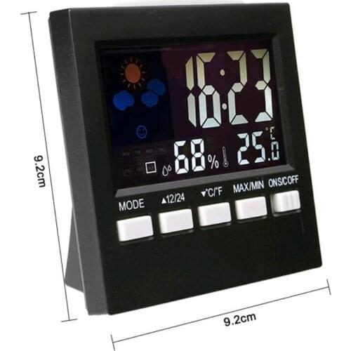 LCD Digital Thermometer Hygrometer Indoor Electronic Temperature Humidity Meter Clock Weather Station CLH@8