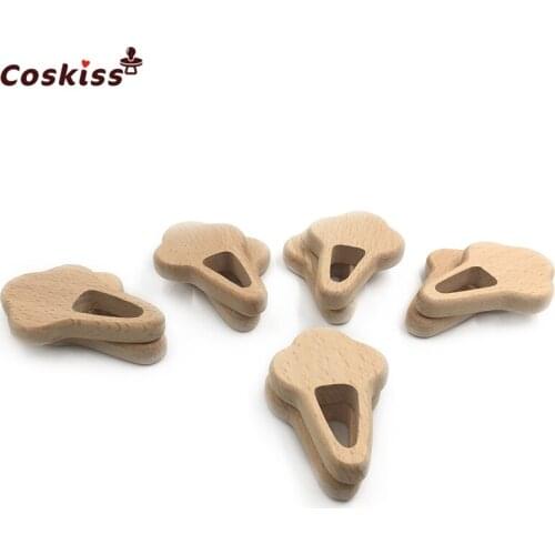 Beech Wooden Ice Cream Natural Handmade Wooden Teether DIY Wood Personalized Pendent Eco-Friendly Safe Baby Teether Toys