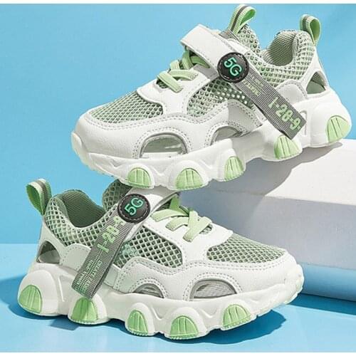 Childrens shoes 2021 summer new childrens beach hollow sports net shoes boys and girls non-slip breathable sandals