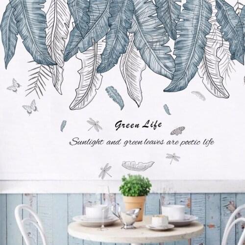 INS Big Plant Removable Wall Stickers for Living Rooms Tropical Leaves Home Decals Nordic Wall Decoration Bedroom Home Decor