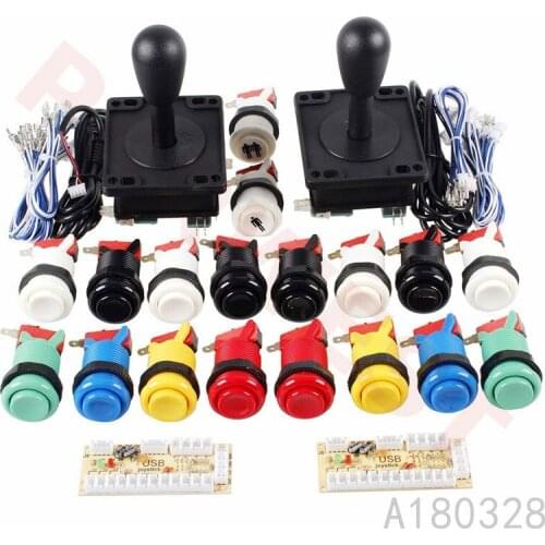 Classic Arcade Game DIY Part for Mame USB Cabinet 2XZero Delay USB Encoder to PC Games+2X 8 Way Joystick+18xArcade Push Buttons