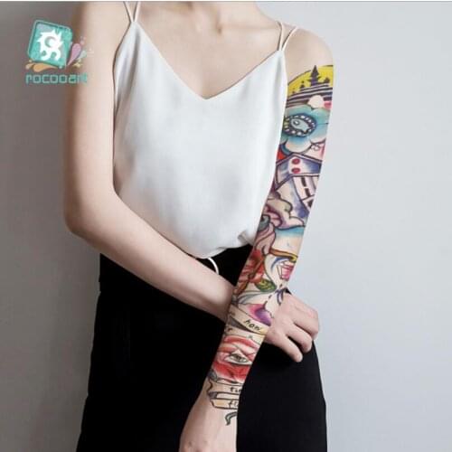 Beauty Full Arm sleeve Tattoo Extra Large Leg Temporary Tattoos Full Flower Skull Angel rose Body Art Tattoo Stickers T1860