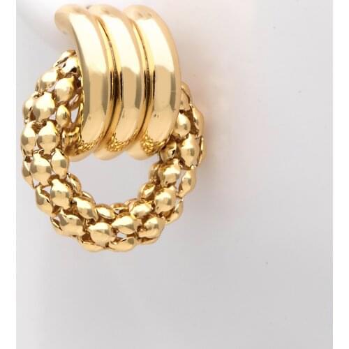 4pcs Round Circle Ear Posts, Gold Plated Brass, Geometric Hoop Stud Earrings (GB-2367)