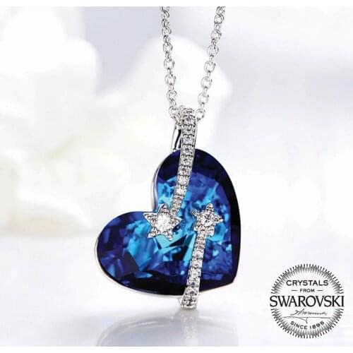 Valentines Day Special Blue Swarovski Heart Pendant Gift Women Trendy 2021 Crystals from Swarovski