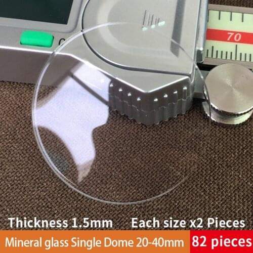 Table glass mineral glass Single dome thickness 1.6 mm diameter 20 mm ~ 40mm Each size x 2 , A total of 82 pieces