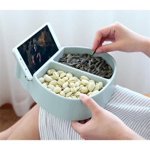 Creative Shape Bowl Perfect For Seeds Nuts And Dry Fruits Storage Box Plate Dish Organizer with Phone Holder