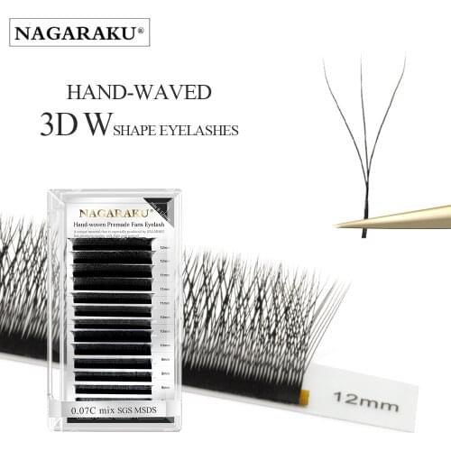NAGARAKU Automatic Flowering W Shape Bloom 3D Premade Fans Eyelash Extensions Natural Soft Light Individual Lashes Full Dense