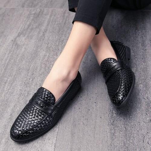 2020 New England men shoes pointed toe California Autumn shoes Braided leather platform shoes Men business dress shoes Wedding
