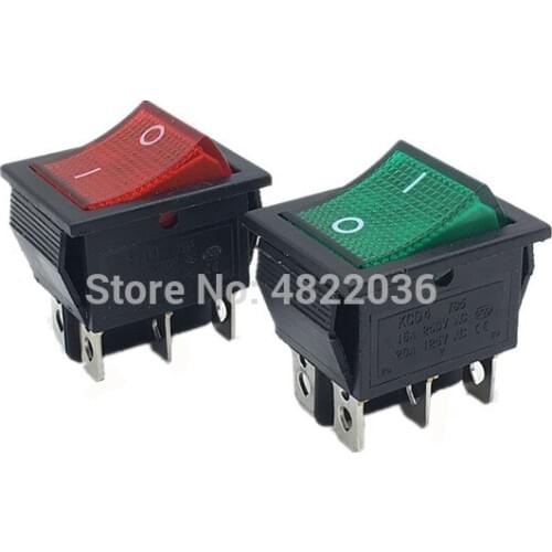 1PC KCD4 Latching Rocker Switch Power Switch With Light 6 Pins 2 Position ON OFF 16A 250VAC 20A 125VAC