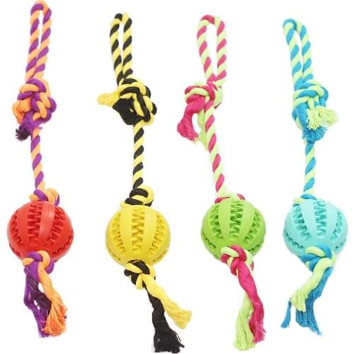 Pet Dog Toys Rubber Cleaning Balls Toys With Rope Treat Dispenser Ball Chew Toys Tooth Cleaning Balls Food For Dog