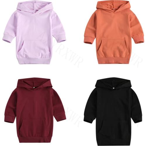 1-5Years Toddler Kids Baby Girls Casual Clothes Spring Autumn Children Girls Pullover Hoodies Sweatshirts Straight Pocket Dress
