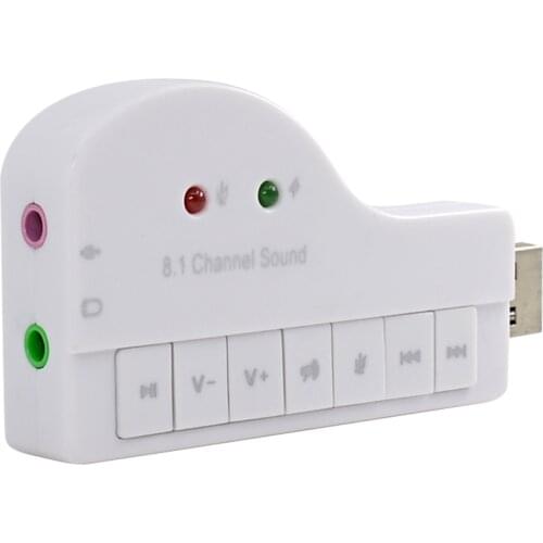 Professional 3D External USB Sound Card Adapter 8.1 Channel 3.5mm Audio Microphone For Win XP/7/8 Android Linux MacOS