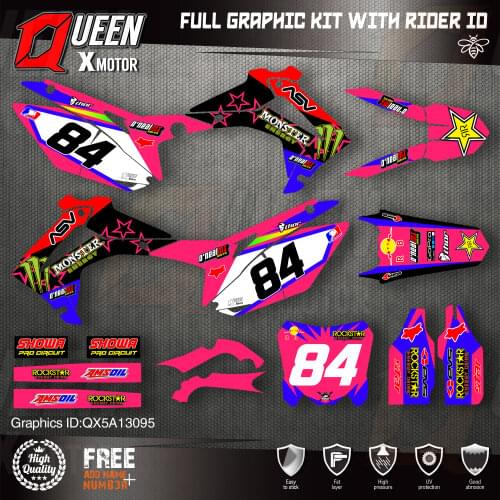 QUEEN X MOTOR Custom Team Graphics Backgrounds Decals Stickers Kit For HONDA 2014-2017 CRF250R 2013-2016 CRF450R 095