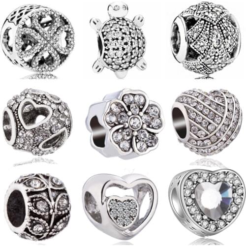 Luurious Crystal Butterfly Flowers Owl Dress Dog Squirrel Beads Charms Fit Pandora Bracelets & Bangles for Women DIY Berloques