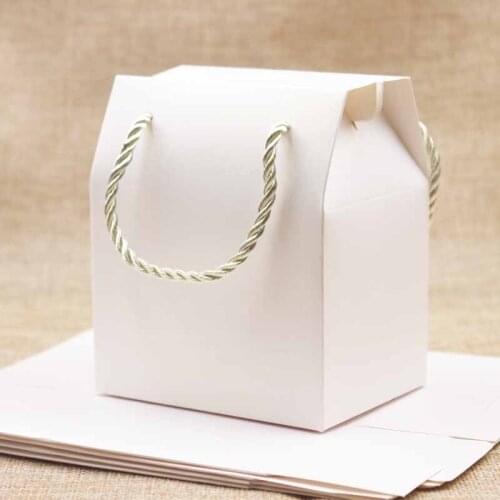 Pink/white/purple/black/kraft Candy Boxes With Handle string DIY Gifts box for wedding /candy/party favors package box 20pcs