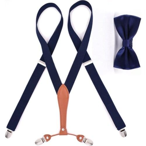 Sale-2pcs/set Suspenders Tie Adult Suspenders 3 Clips Braces Trousers Strap for Man Women PU Leather Elastic Unisex Suspenders