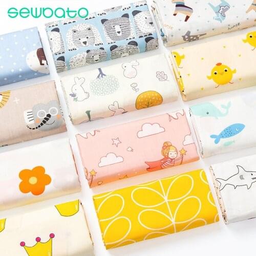 SEWBATO 100% Cotton Cartoon Twill Fabric For Quilting Patchwork Cloth DIY Sewing Fat Quarters Material Fabric For Children Baby
