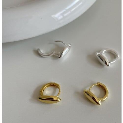 Cute 18K Gold 100% REAL.925 Sterling silver Ear-Bone Oval Olive Leaf Piercing Hoop huggie Ear Earring Charms C-C821