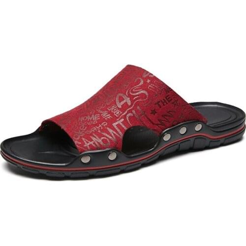 Summer Casual Microfiber Men Leather Slippers Slides Flat Shoes Mens Slide Slipper 2021 Dropshipping Big Size 49 50